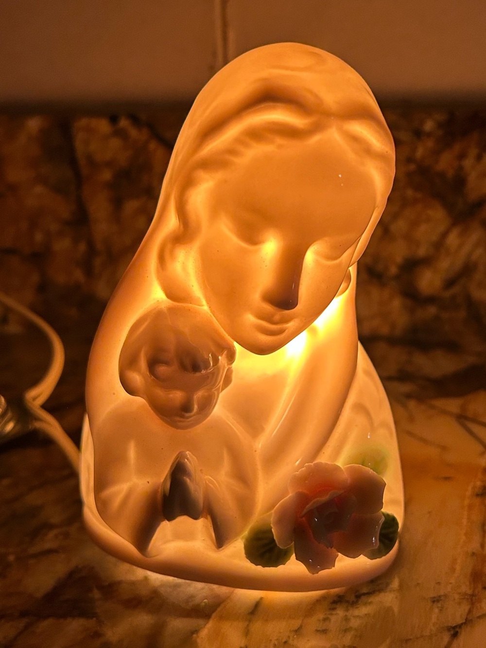 Vintage SANMYRO Madonna and Child NIGHT light Table Lamp